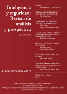 Portada INTELIGENCIA Y SEGURIDAD: REVISTA DE ANÁLISIS Y PROSPECTIVA. Nº 2