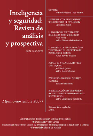 Portada INTELIGENCIA Y SEGURIDAD: REVISTA DE ANÁLISIS Y PROSPECTIVA. Nº 2