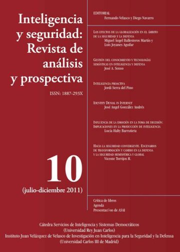 Portada INTELIGENCIA Y SEGURIDAD: REVISTA DE ANÁLISIS Y PROSPECTIVA. Nº 10