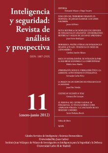 Portada INTELIGENCIA Y SEGURIDAD: REVISTA DE ANÁLISIS Y PROSPECTIVA. Nº 11