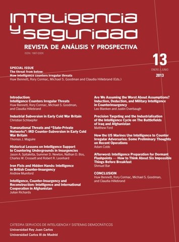 Portada INTELIGENCIA Y SEGURIDAD: REVISTA DE ANÁLISIS Y PROSPECTIVA. Nº 13