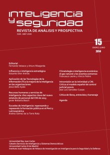 Portada INTELIGENCIA Y SEGURIDAD: REVISTA DE ANÁLISIS Y PROSPECTIVA. Nº 15