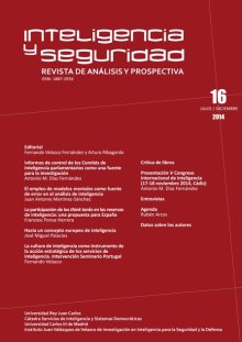 Portada INTELIGENCIA Y SEGURIDAD: REVISTA DE ANÁLISIS Y PROSPECTIVA. Nº 16