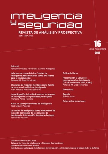Portada INTELIGENCIA Y SEGURIDAD: REVISTA DE ANÁLISIS Y PROSPECTIVA. Nº 16