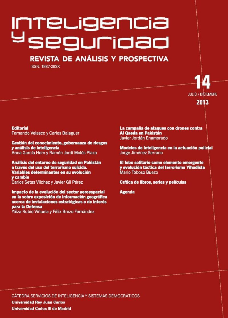 Portada de INTELIGENCIA Y SEGURIDAD: REVISTA DE ANÁLISIS Y PROSPECTIVA. Nº 14