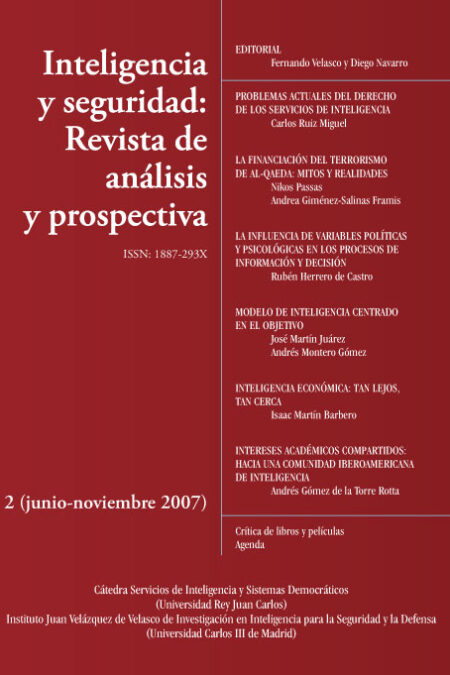 Portada de INTELIGENCIA Y SEGURIDAD: REVISTA DE ANÁLISIS Y PROSPECTIVA. Nº 2